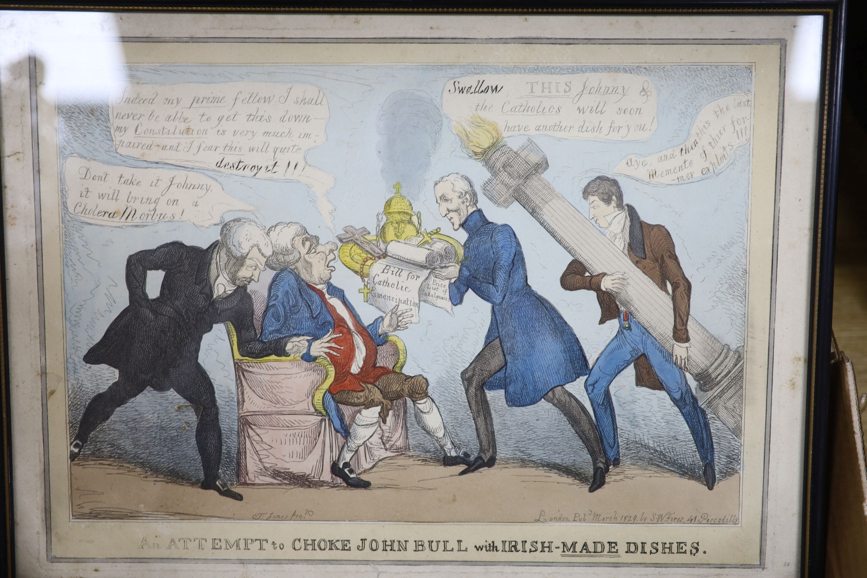 A collection of fourteen assorted 18th/19th century political caricatures, including Gillray and Grant